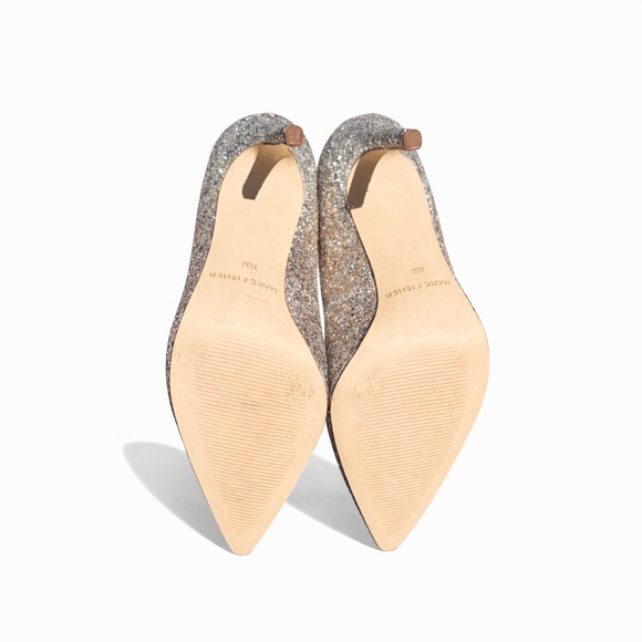 Marc Fisher Silver Glitter Pumps Pointed Toe Stiletto Wedding Party Heals 7.5 - Picture 6 of 12